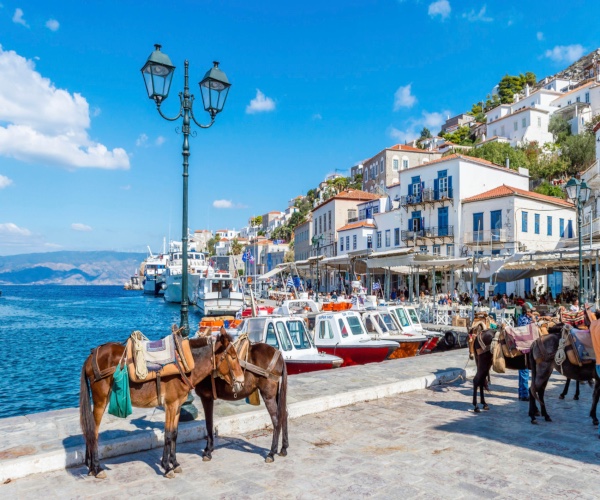 Street scene in a car-free Greek island