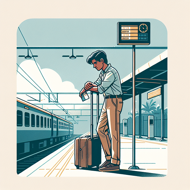 passenger arriving early at the train station