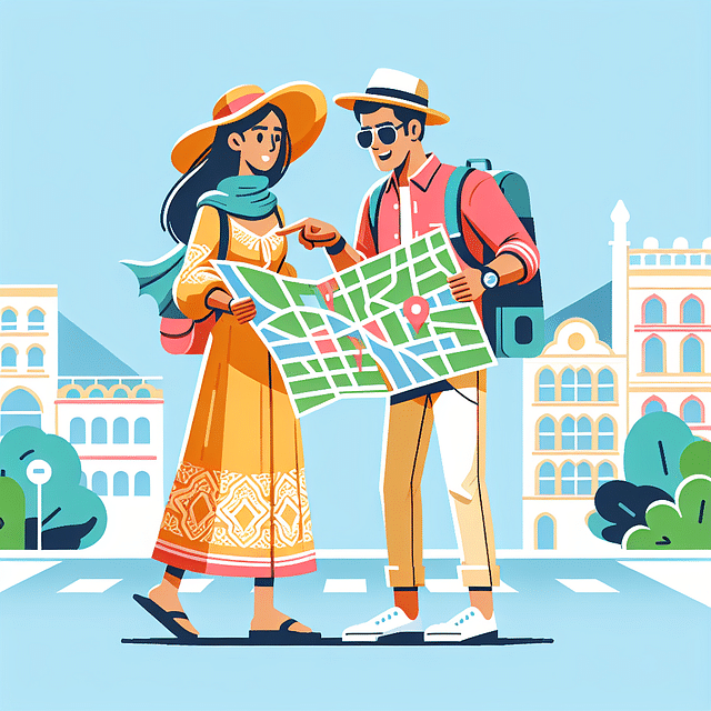 tourist asking a local for directions