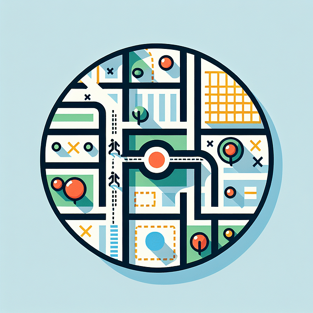 city map with pedestrian pathways highlighted