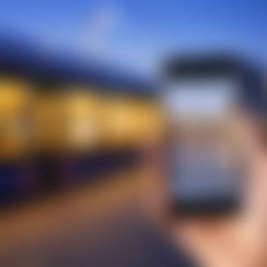 Smartphone with a public transportation app open