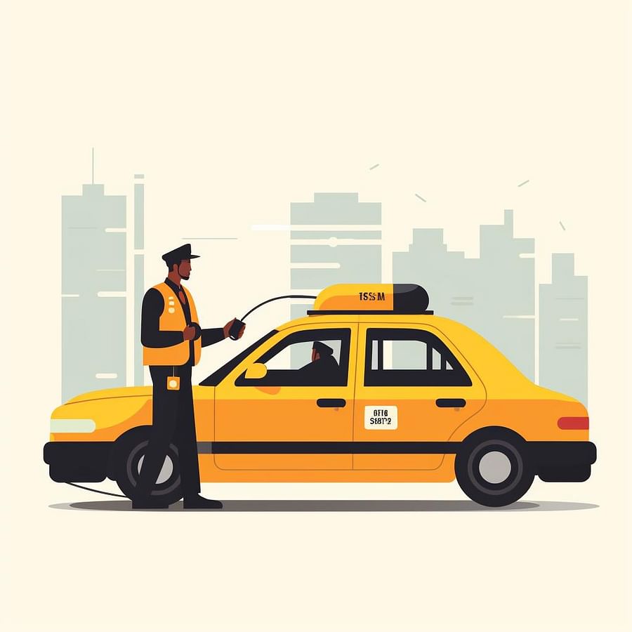Person dialing a taxi service during an emergency