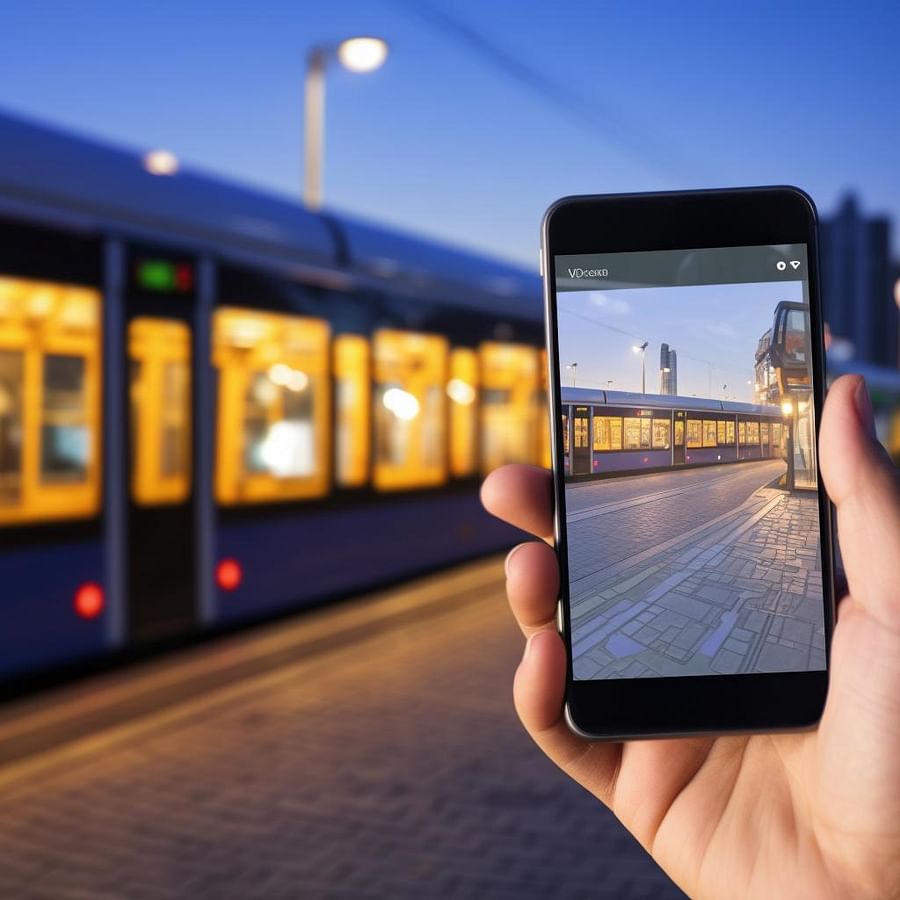Smartphone with a public transportation app open